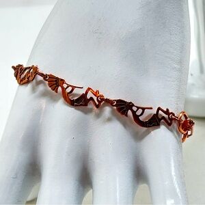 Vintage Solid Copper Kokopelli Bracelet, Excellent Detail